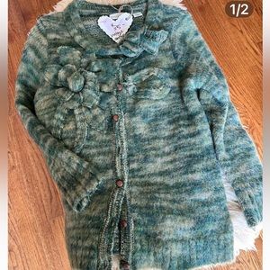 Anthropologie Heather Green wool sweater